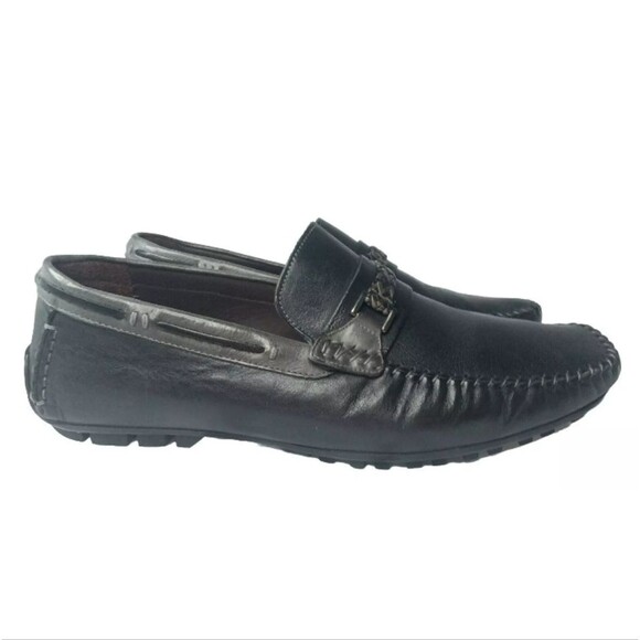 Bacco Bucci Zagreb Black Leather Calfskin Loafer Shoes  Men\'s Size 13